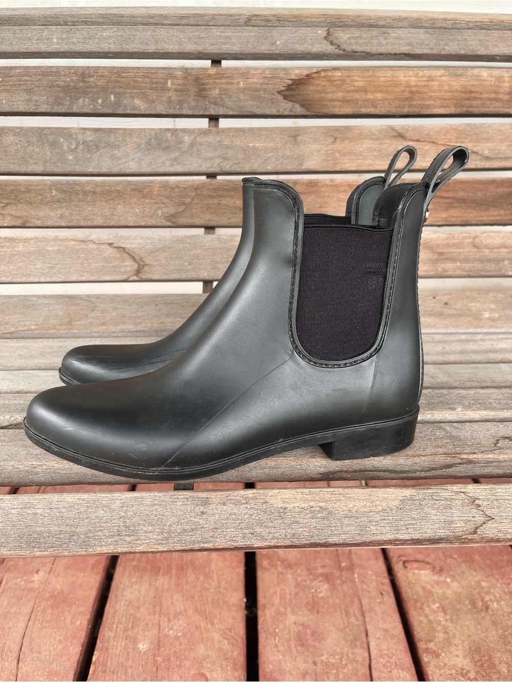 Sam Edelman Black Tinsley Chelsea Rain Boots Booties Women’s Size 9 Waterproof - Picture 2 of 11